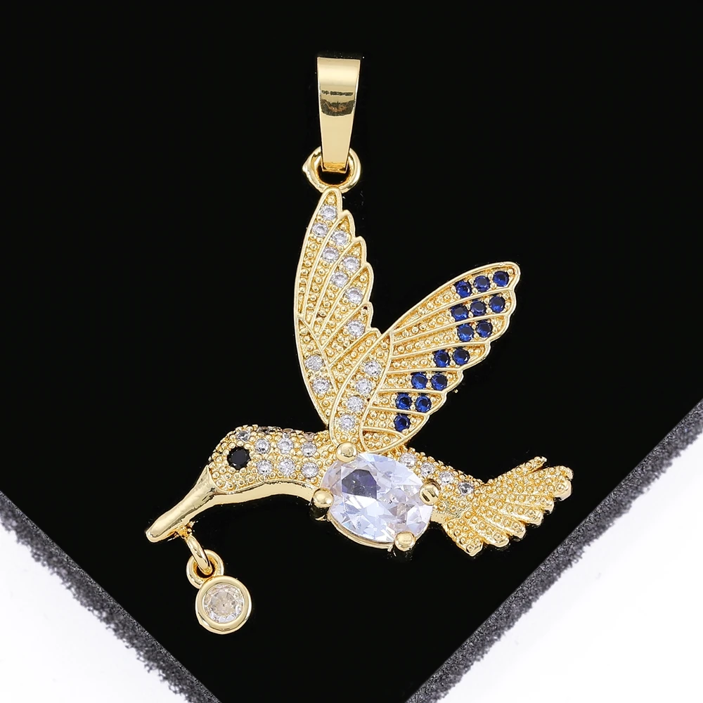 Juya Handmade 18K Real Gold Plated Copper Paved Cz Love Heart Tree of Life Kingfisher Birds Horseshoe Charms Pendant Supplies