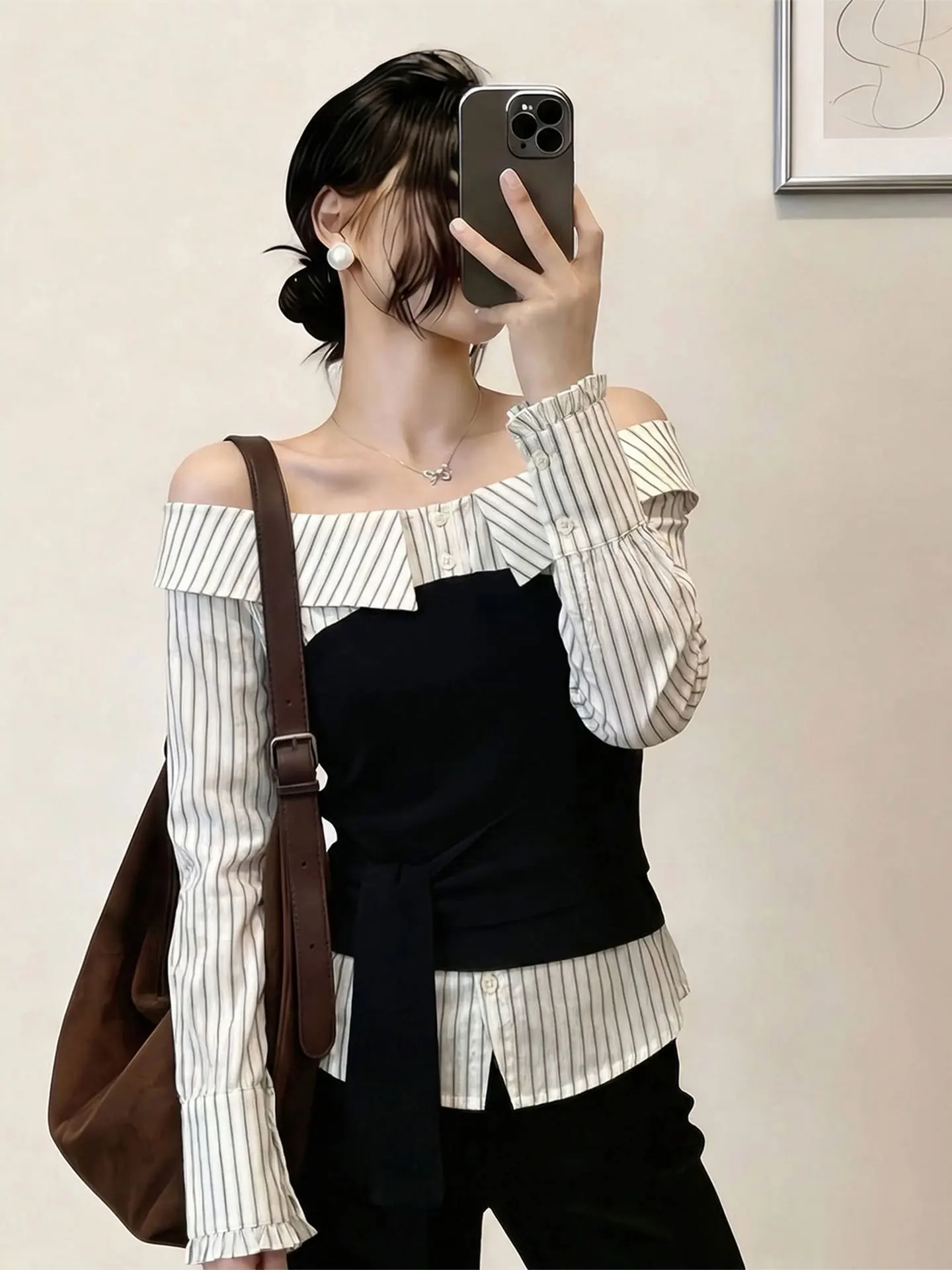 

Женская полосатая блузка больших размеров с завязками на талии и одним открытым плечом, повседневный летний модный топ для полных женщин