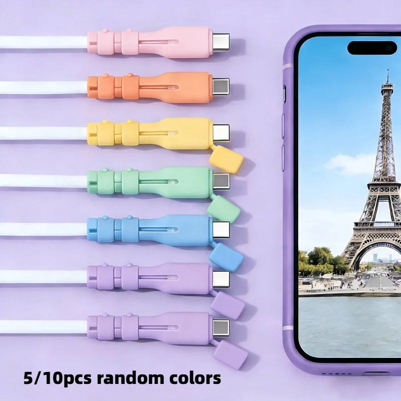 5/10 szt. Ochraniacze kabli USB-C, osłonki zapobiegające zrywaniu się, odpowiednie do smartfonów, tabletów…