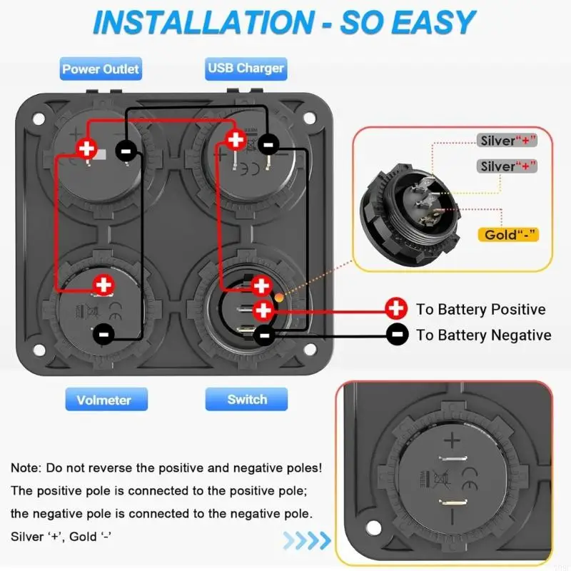 Universal 12V Panel For RV Boat With IC Chip And IP66 Waterproof Rating Marine Charging Outlet Socket