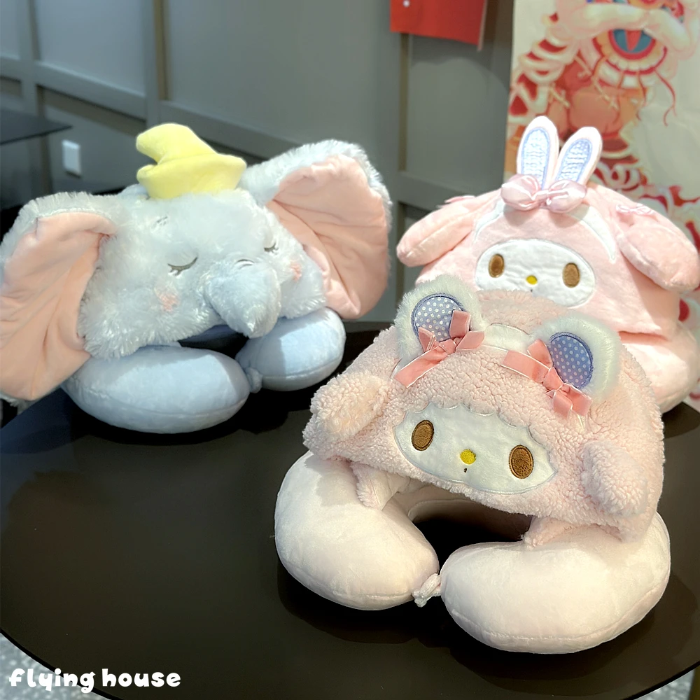 Lovely Anime U-shaped Neck Pillow Dumbo Elephant My Melody Marie Cat Nap Pillow Cartoon Sheep U-shaped Pillow Office Comfortable