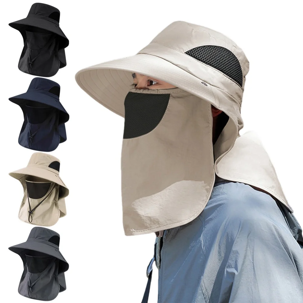 1 Stück Sommer-Sonnenhüte mit Nackenschutz, Fischerhut, UV-Schutz, Outdoor-Jagd- und Angelkappe für Wandern, Camping, Visor-Bucket-Hat