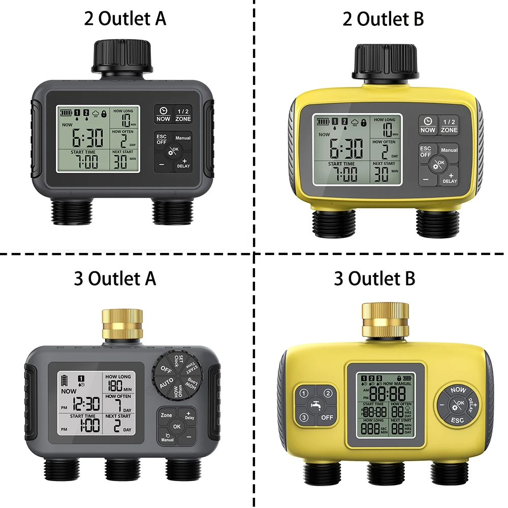 1/2/3 Outlet Automatic Irrigation Sprinkler Timer Rain Delay Programmable Water Valve Controller Garden Lawn Yard Water Timer