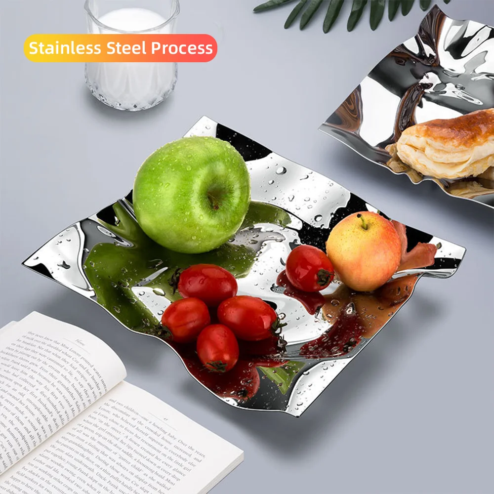 Creative Fruit Plate Stainless Steel High-end Light Luxury Fruit Plate Restaurant Bar Home Living Room Coffee Table Decoration