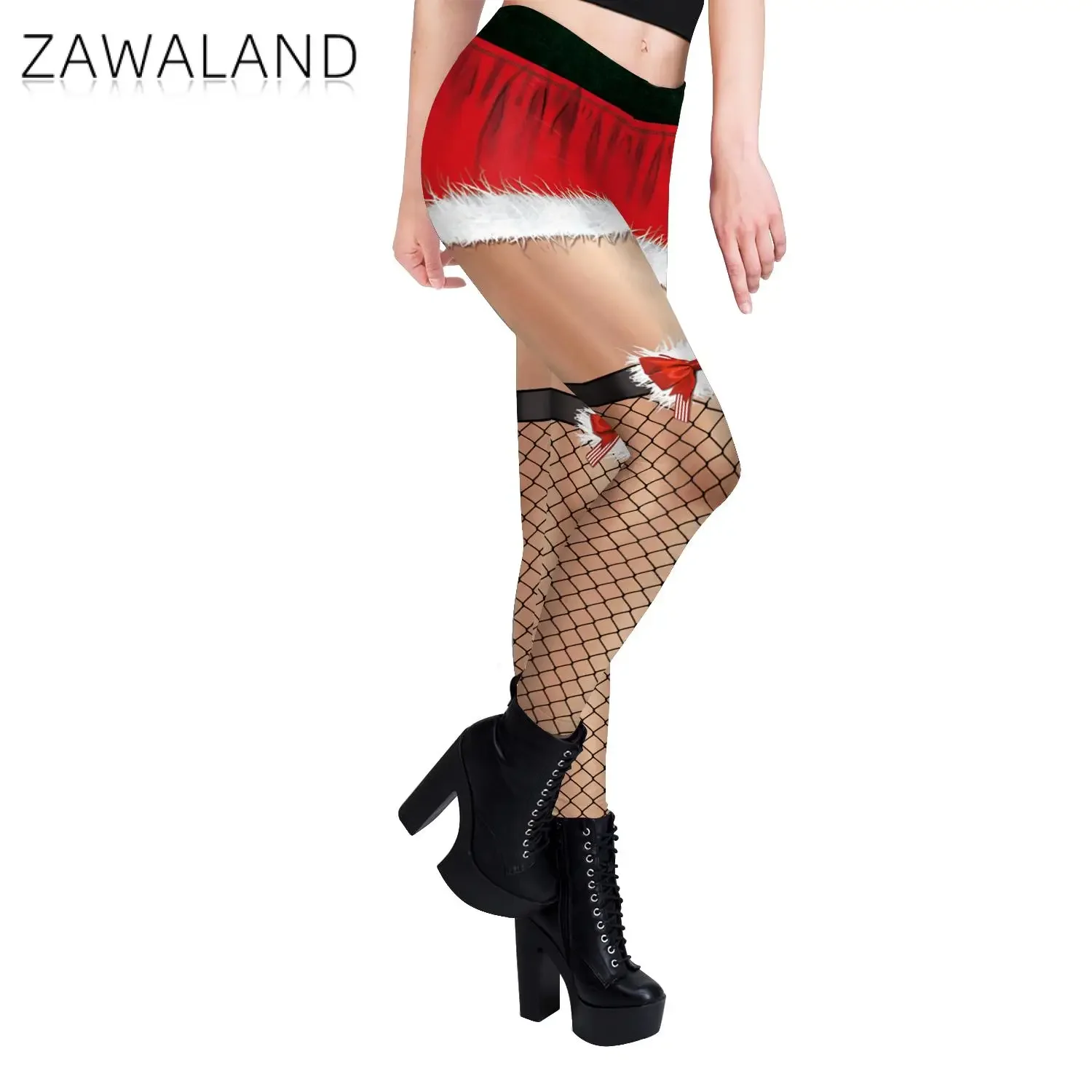 Zawaland Elf Leggings Christmas Pants Santa Claus Cosplay Costume Xmas Gifts Women Leggings Sexy Tights Trousers Party Pants