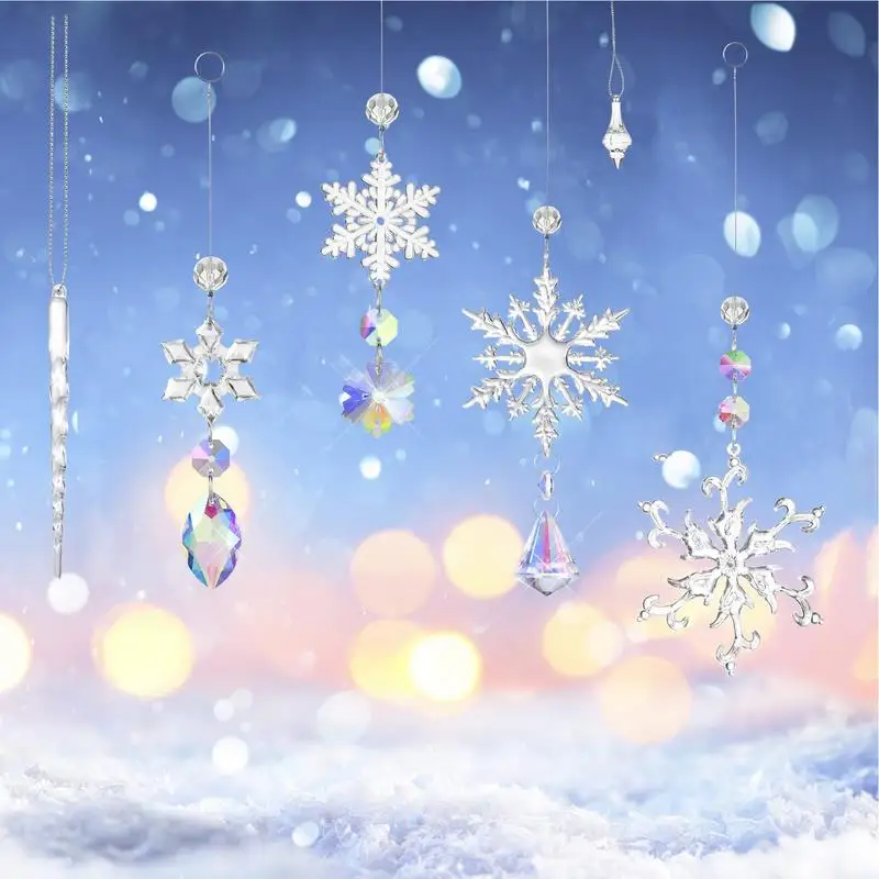 

Acrylic Snowflake Icicle Ornaments 16X Acrylic Icicle Ornaments Snowflake Decorations Icicle Snowflake Decorations With Silk