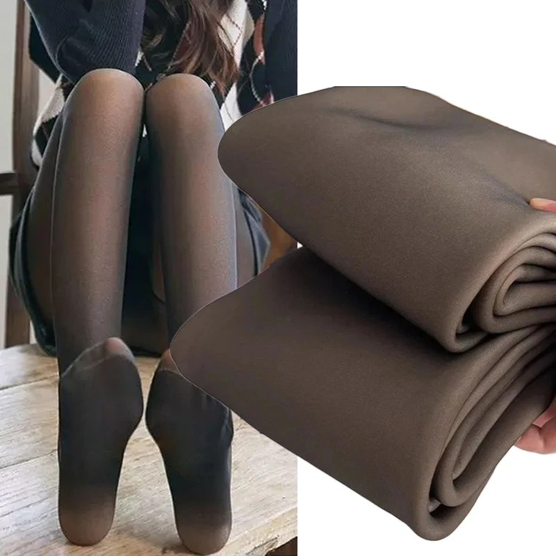 Winter Fleece Thermal Leggings Sexy Translucent Legging Seamless for Women High Waist Pantyhose Winter Warm Elasticity Stockings