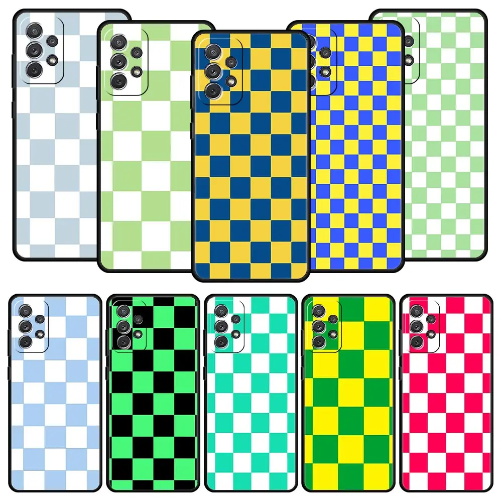 Retro Classic Chess Board Grid Case for Samsung A51 A71 A21S A12 A11 A15 A25 A31 A41 A23 A33 A53 A73 A05S A13 5G A35 A55 Cover