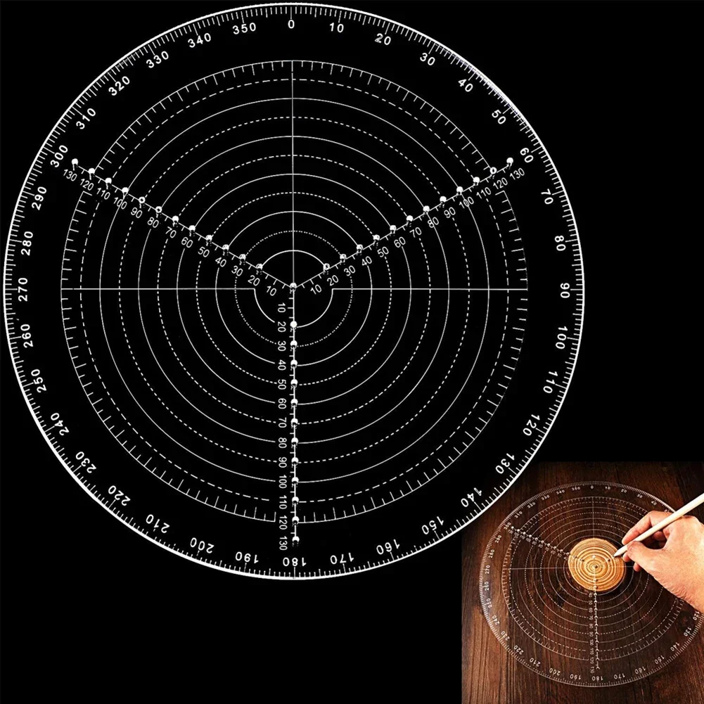 Acrylic Center Finder Round Ruler Compass Circle Cutter Transparent for Wood Turning Drawing Wood Processing Tools