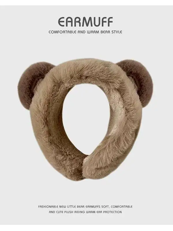 かわいいクマの耳あて-厚手で暖かい女性用耳カバー-おしゃれな冬用アクセサリー-ソフトベルベット素材-中国製