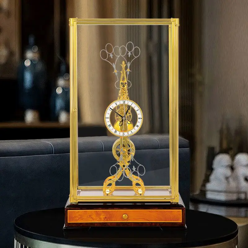 

Mechanical desk clock Living room household clock ornament Vintage desktop clock