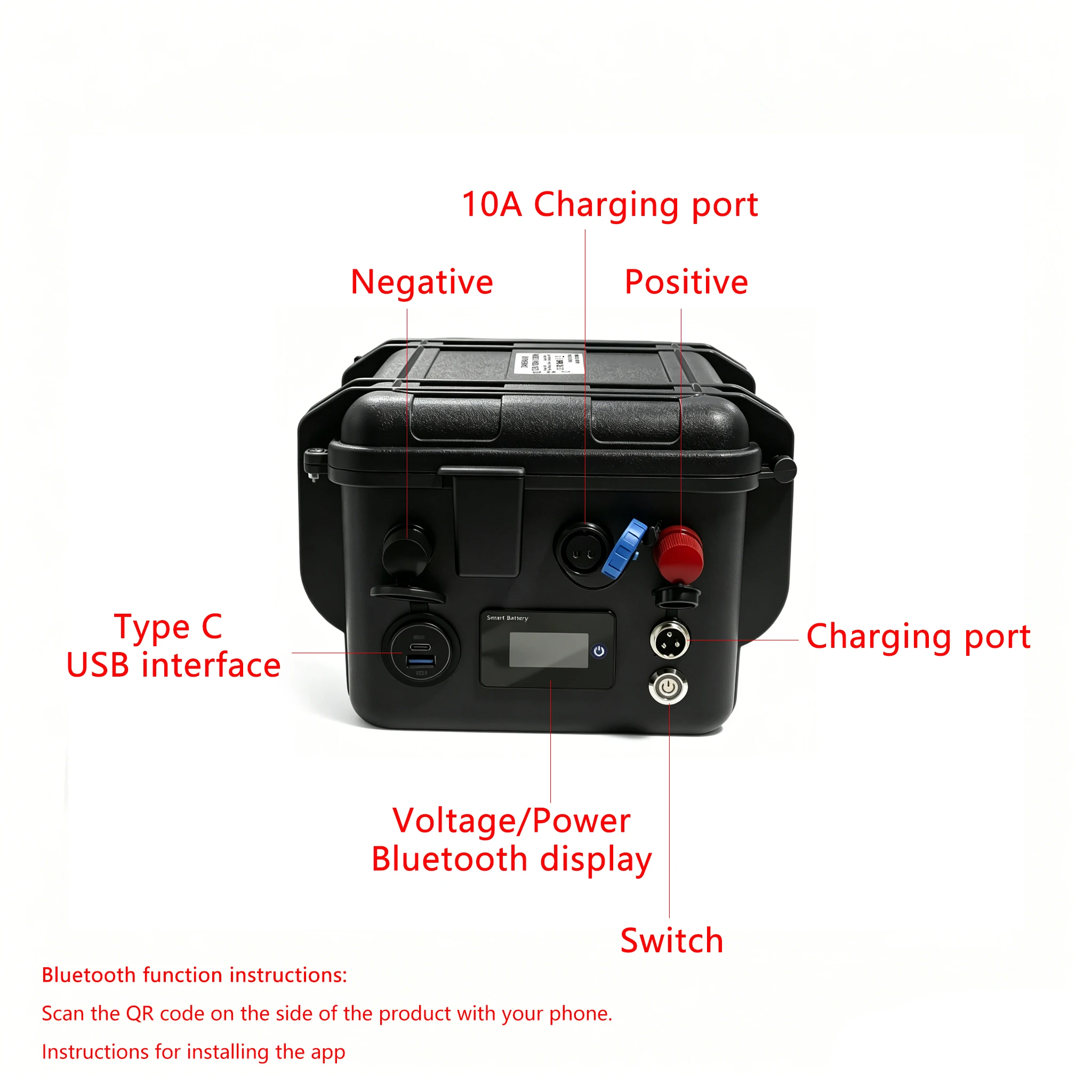 12V LiFePO4 100Ah 80Ah 50Ah 24V LFP Battery Pack Portable USB PD 6000+ Cycle Bluetooth BMS Boat 12.8V Outdoor Power supply