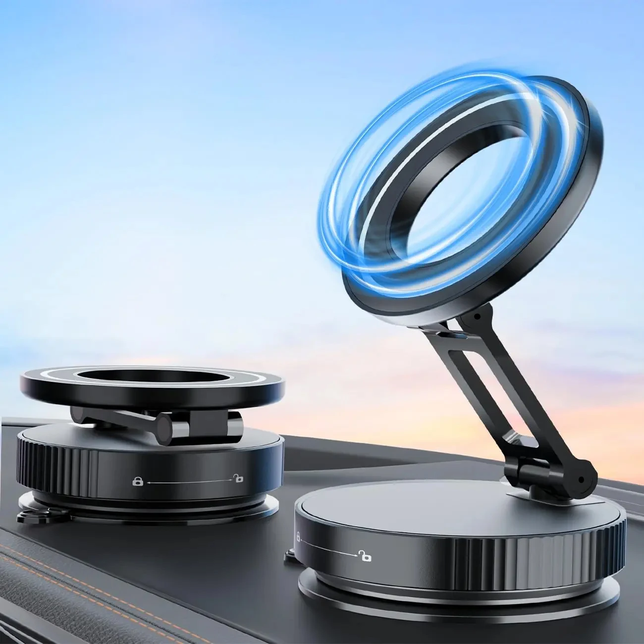 

Adjustable Foldable Vacuum Magnetic Phone Holder – N52 Magnet, 360° Rotatable, Suction Mount for Car, Bathroom, Desk & Gym
