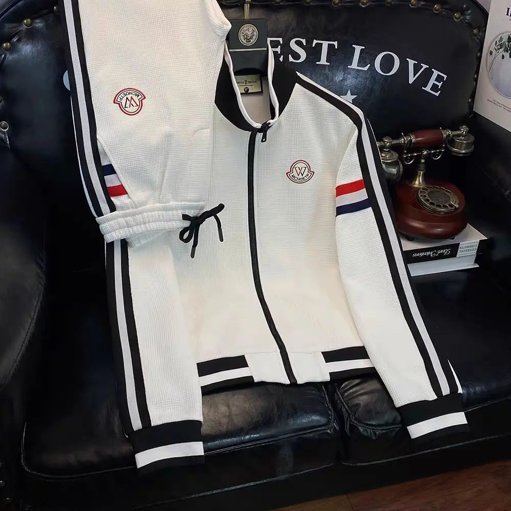 Splicing cardigan sweater men's suit jacket clothes black casual mature stable sports warm fashion spring and autumn