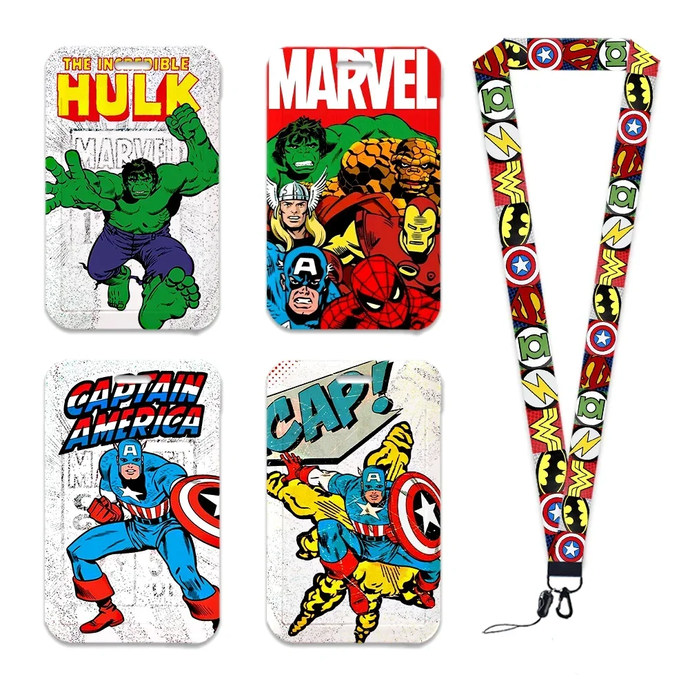 Porta Tarjetas con Cordón para el Cuello con Diseño de Personajes de Películas de Marvel, para Estudiantes, Porta Tarjetas de Identificación, Llaveros