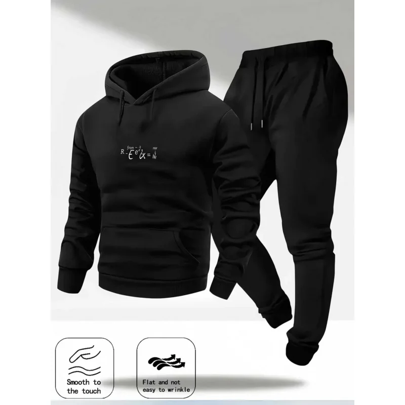 Hoodie Set Black Printed Moss Woke with Man Image and Text Design for Casual Wear and Everyday Use