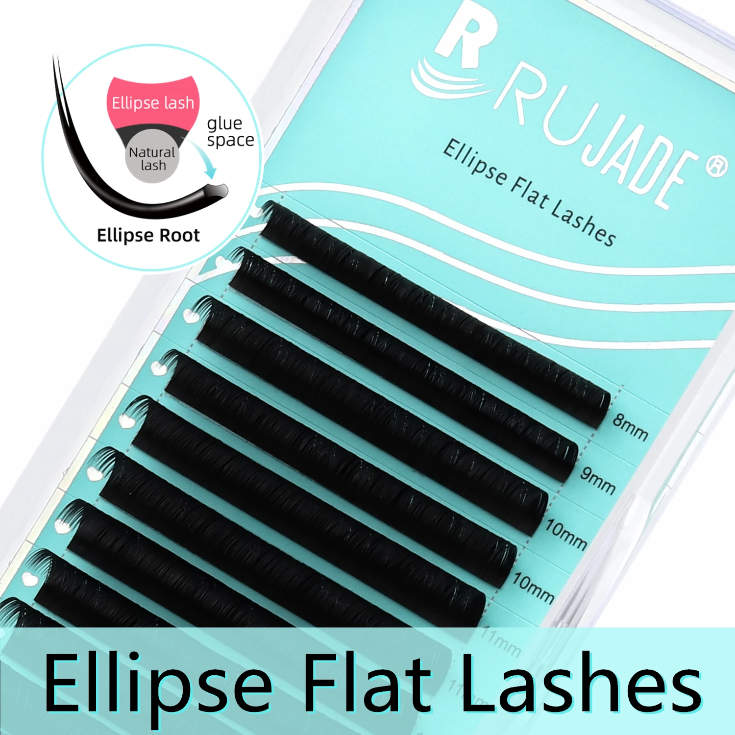 RUJADE 0.15 0.20 C CC D Ellipse Flat Eyelash Matte Black Dark Double Split-tips Ellipse Shape False Lashes Extension Makeup