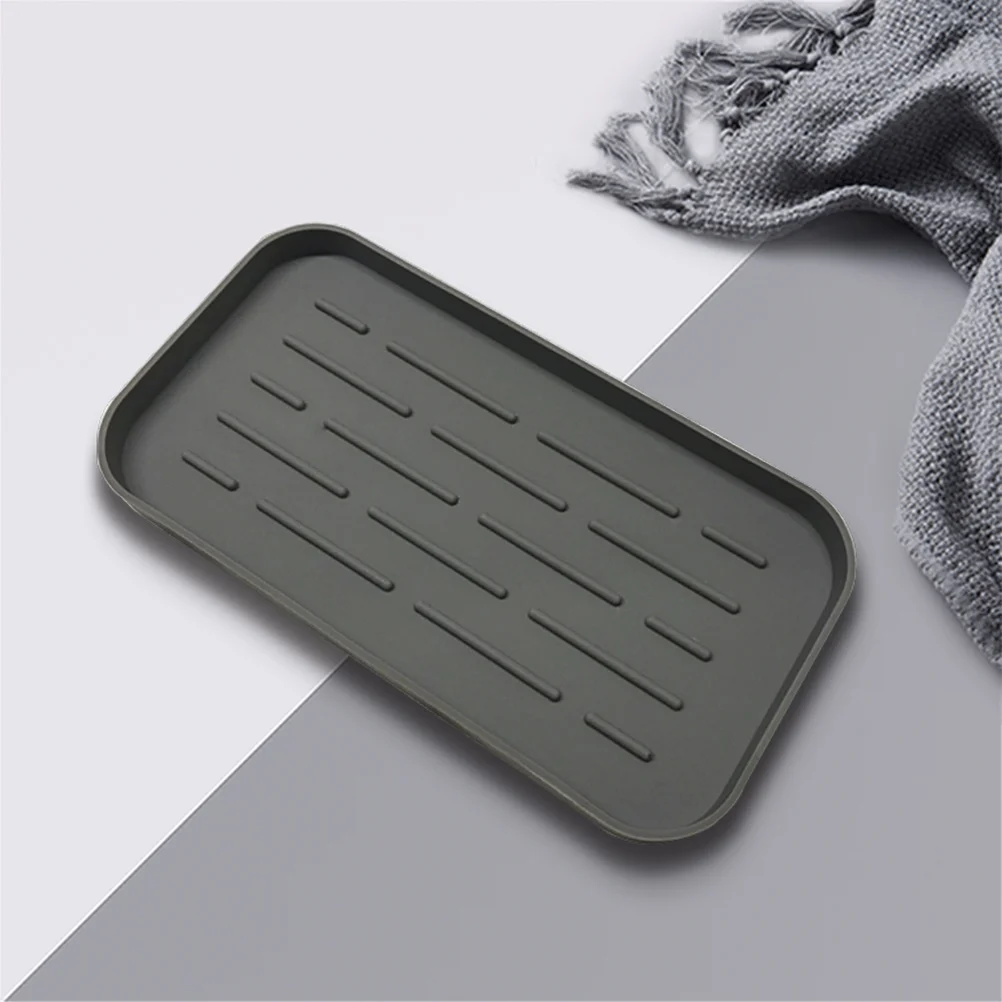 Siliconen Afvoerbak Grijs Draagbare Dikke Schotel Droogmat Aanrecht Organisator Diepe Groeven Afvoer Pad Antislip Aanrecht
