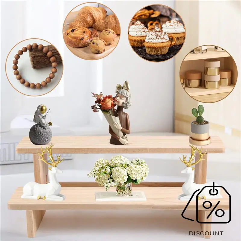 BAAG-ขาตั้งโชว์ไม้ 2 ชั้น ขาตั้งตั้งโต๊ะน้ําหอมและเครื่องสําอาง เหมาะสําหรับเครื่องครัว