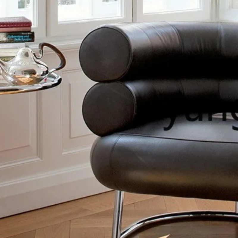 

LH black leather Internet celebrity creative single chair living room balcony leisure sofa side chair