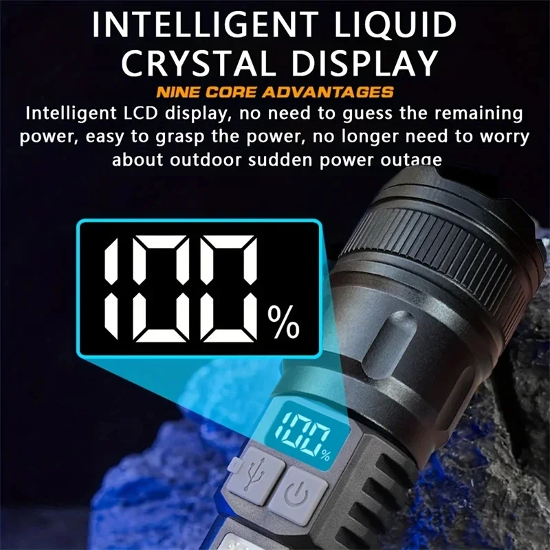 Flashlight High Power Led Strong Rechargeable Flashlight With Side Light Torch For Outdoor Camping Emergency Lighting 2025 NEW
