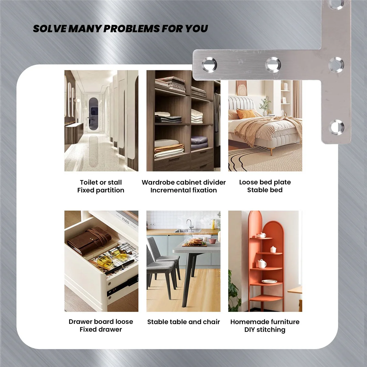 ABZV-5 ชิ้นมุมแผ่นมุมรั้งแบน T รูปร่างซ่อมวงเล็บ 80 มิลลิเมตร x 80 มิลลิเมตร