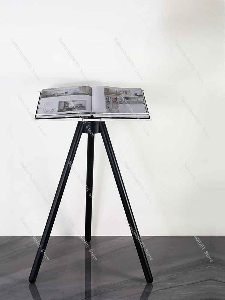 ZK Display Stand Floor Acrylic Bookstore Album Page Turning Reading Large Book Stand Tripod Magazine Rack