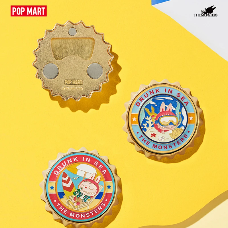 Popmart The Monsters Drunk In Sea Series Refrigerator Sticker Guess Bag Toys Doll Cute Anime Figure Ornaments Collection Gift