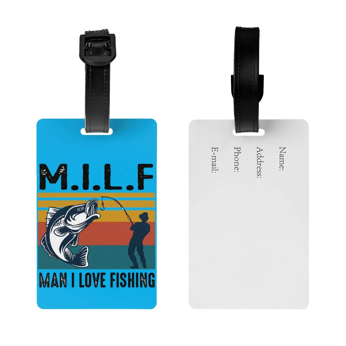 Etiqueta de equipaje de pesca personalizada Milf Man I Love, etiquetas de equipaje de Protección de Privacidad, etiquetas de maleta de viaje