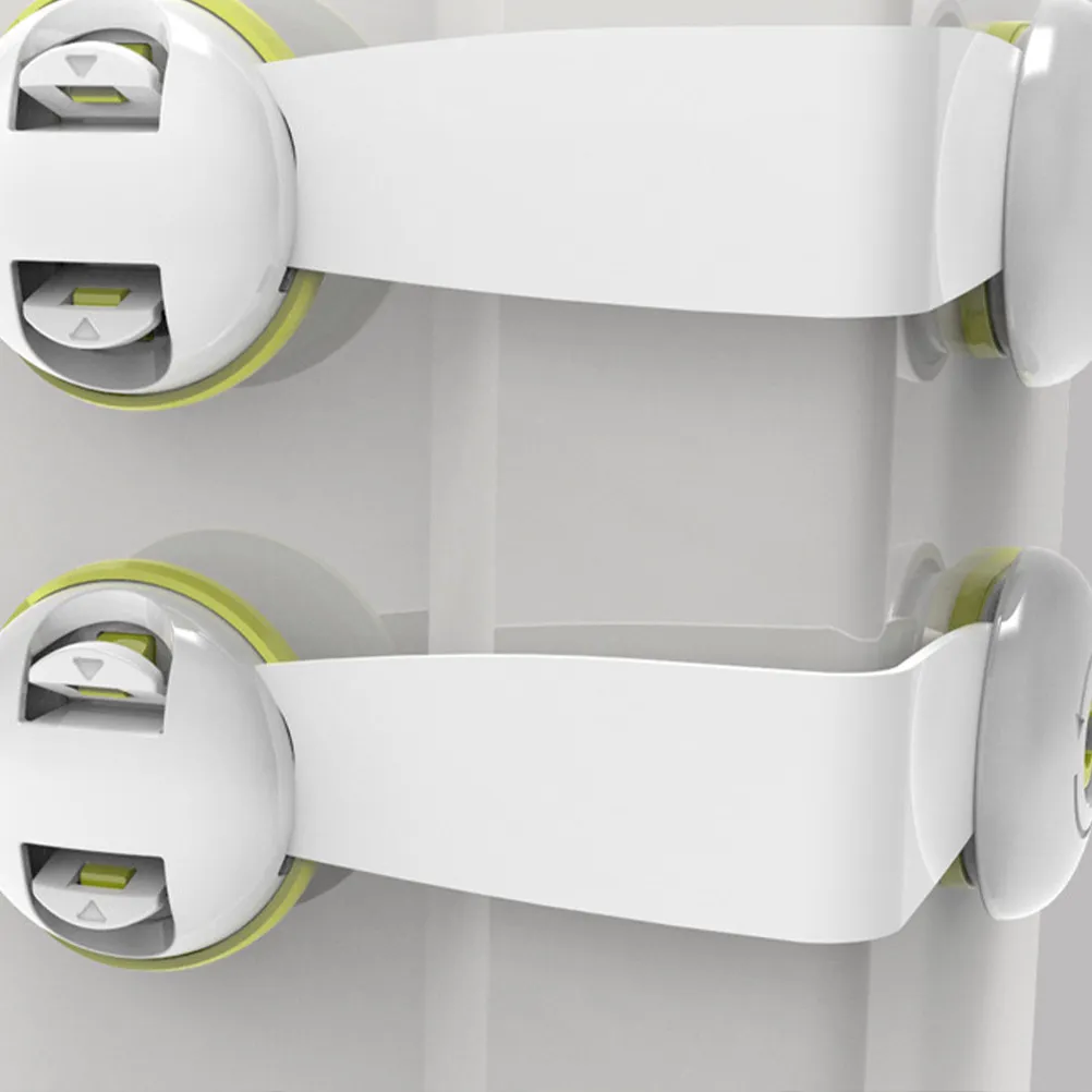4Pcs Baby Proof Cabinet Locks Double Button Open Self-Adhesive Refrigerator Safety Locks Child Resistant Drawer Door Latches