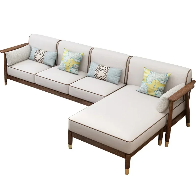 

Угловой диван-комбинация из массива дерева в скандинавском стиле, тканевая обивка, цвет ясеня