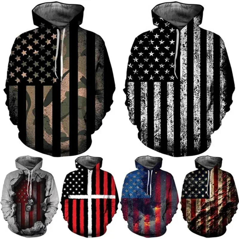 

New Fashion Men Women Hoodies Streetwear USA Flag Harajuku Hoodie Pullovers American Graphic Long Sleeve Sweatshirts Male Tops