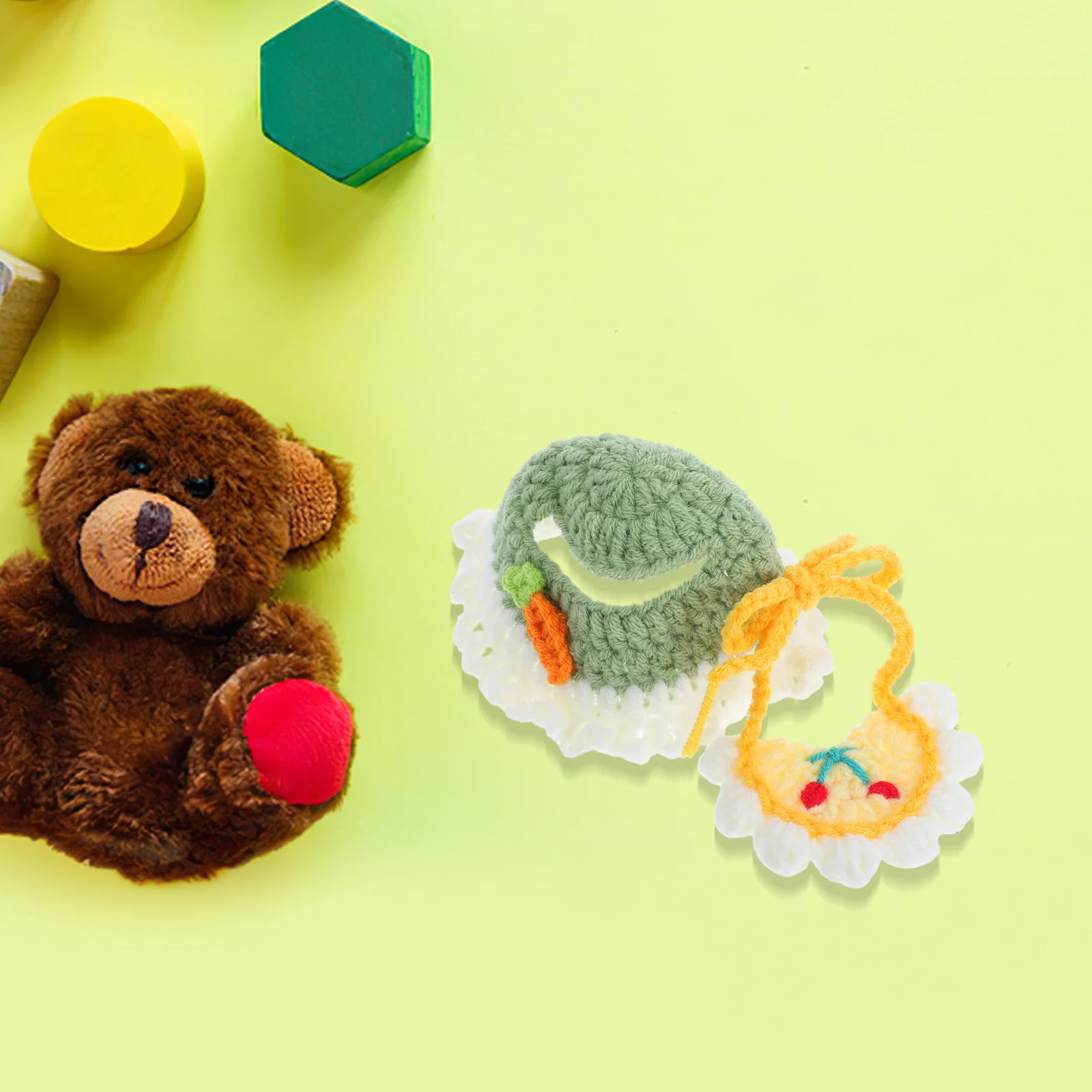 1 ensemble de couvre-chef en peluche, bavoir: coton doux fabriqué pour Costume de Cosplay, accessoire Photo de fête de Festival, Mini coiffure, casquette tissée