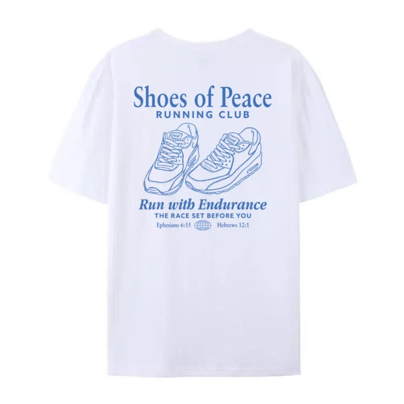 Retro Bible Verse Tshirt Jesus Faith Fashion Streetwear Graphic Tees Unisex Christian Clothes Gifts Women Shoes of Peace T Shirt
