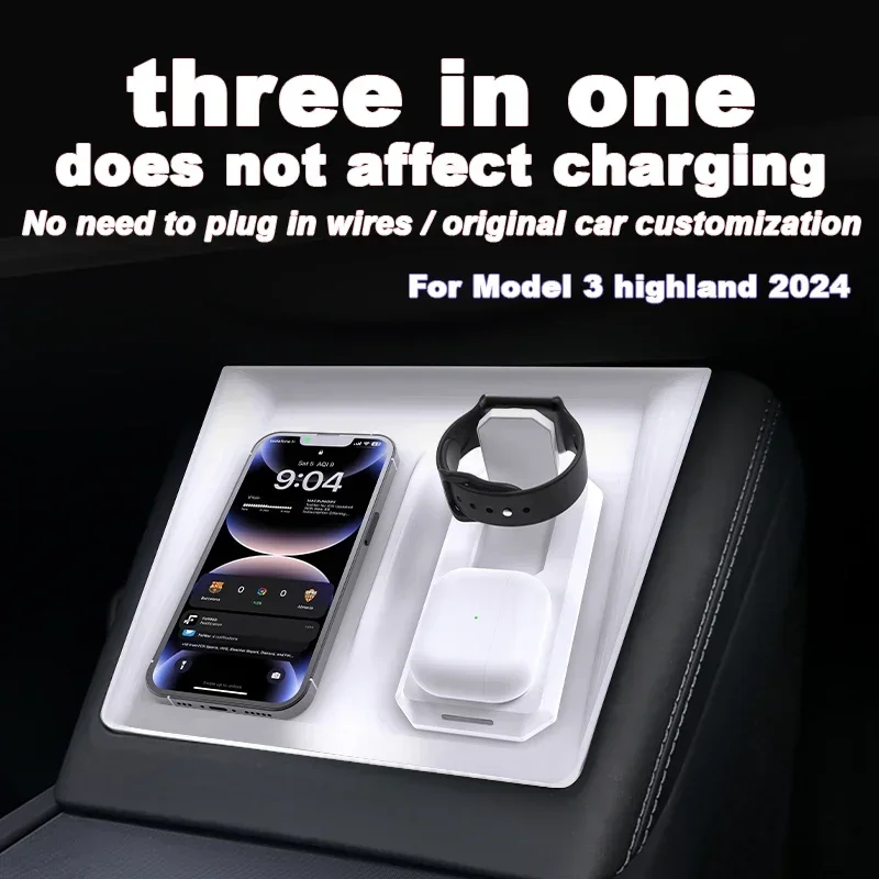 

For Tesla Model 3 Model Y New 3 Wireless Charging 3 in 1 Silicone Mat