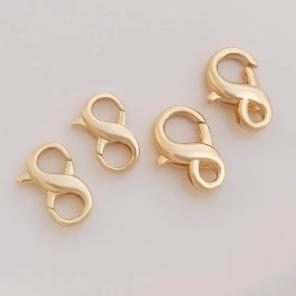 

Spring Buckle Copper Clasps & Hooks 14K Gold Color 8-shaped Lobster Buckle DIY Bracelet Necklace Connection End Buckle Jewelry