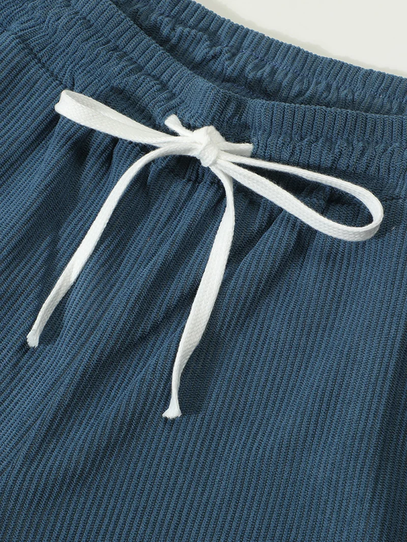 Herren Cord-Cargohose mit Elastischem Bund und Kordelzug, Lässige Hose mit Seitentaschen, Gerades Bein für Frühling und Herbst – Detail 9