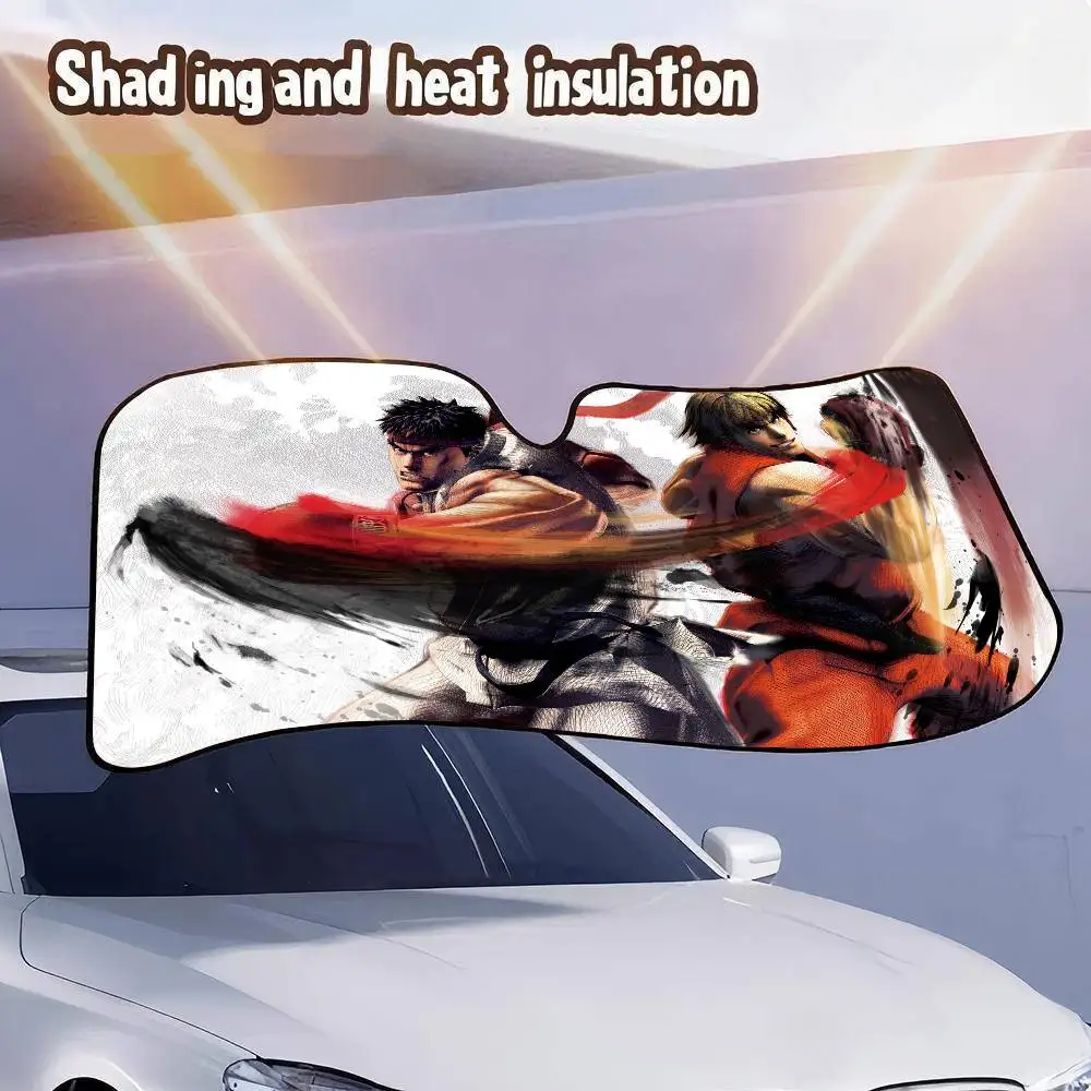 الرجعية لعبة ألعاب ستريت فايتر سيارة ظلة الظل الشمس حامي الزجاج الأمامي قناع طوي سيارة الطفل قابل للسحب حماية من الأشعة فوق البنفسجية #2