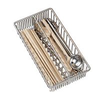 Flatware Basket Multifunctional Stainless Steel Portable Cutlery Storage Rack Kitchen Cutlery Tray for Countertops Household