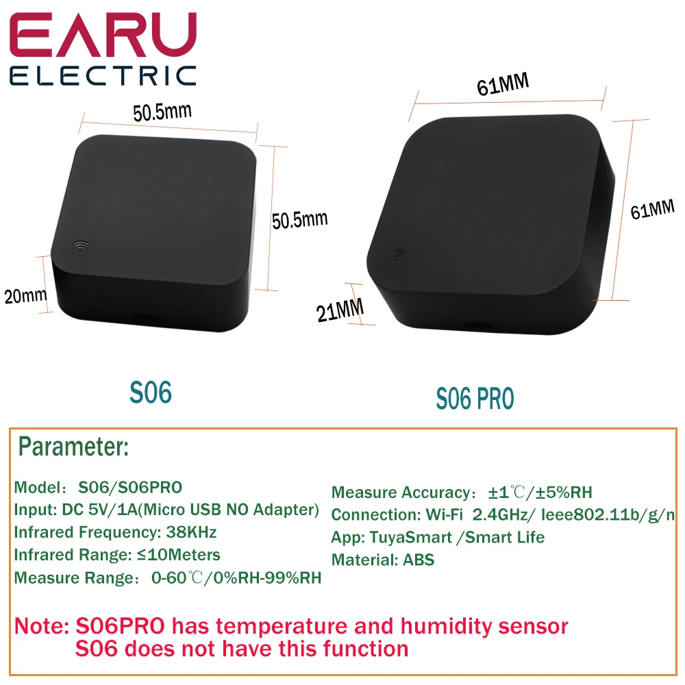 Wifi tuya inteligente universal ir/rf controle remoto para ar condicionado tv com sensor de umidade temperatura por alexa google casa