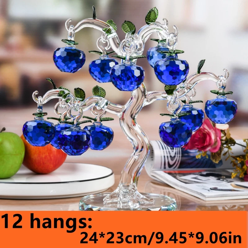 جميل زجاج كريستال شجرة التفاح فنغشوي الحرف شجرة عيد الميلاد شنقا زخرفة هووسورمينغ الهدايا