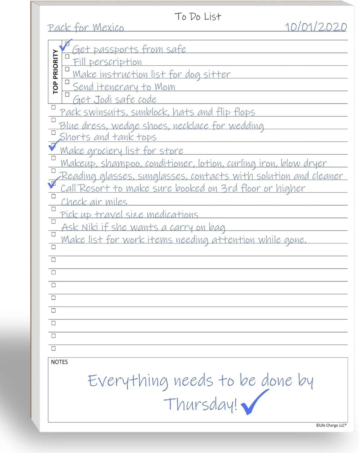

To Do List Notepad, 60 Page Undated Planning Pad with Priority & Note Sections, 8.5x11 A4 Tear Sheets for Daily Tasks