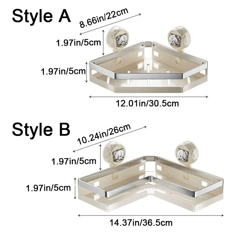 Stainless Steels Suction Cup Storage Shelf Triangular Punch Free Wall Hanging Storage Rack Removable Strong Load-bearing