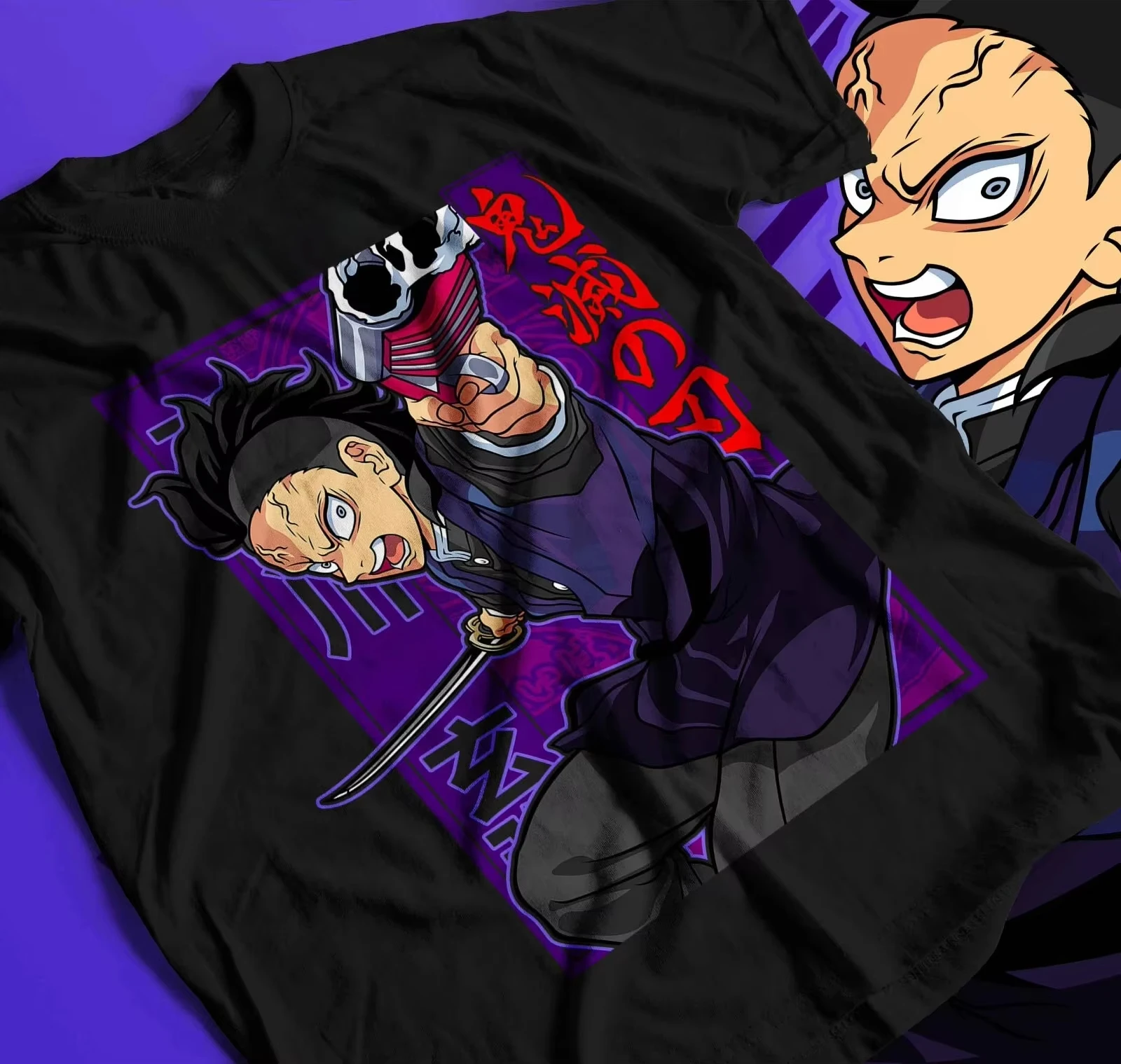 Genya Shinazugawa T-Shirt Kimetsu No Yaiba Demon Slayer Tanjiro Tee Summer Men's and Women's Breathable T-shirt Top