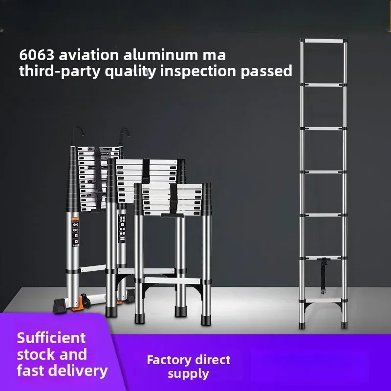 Aluminum Alloy Portable Single-sided Telescopic Ladder, Multi-functional Folding Ladder, Straight Ladder