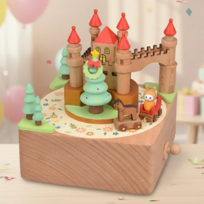 Wooden Carousel Horse Music Box, Handmade Creative Melody Ornament, Valentine's Day Gift for Women
