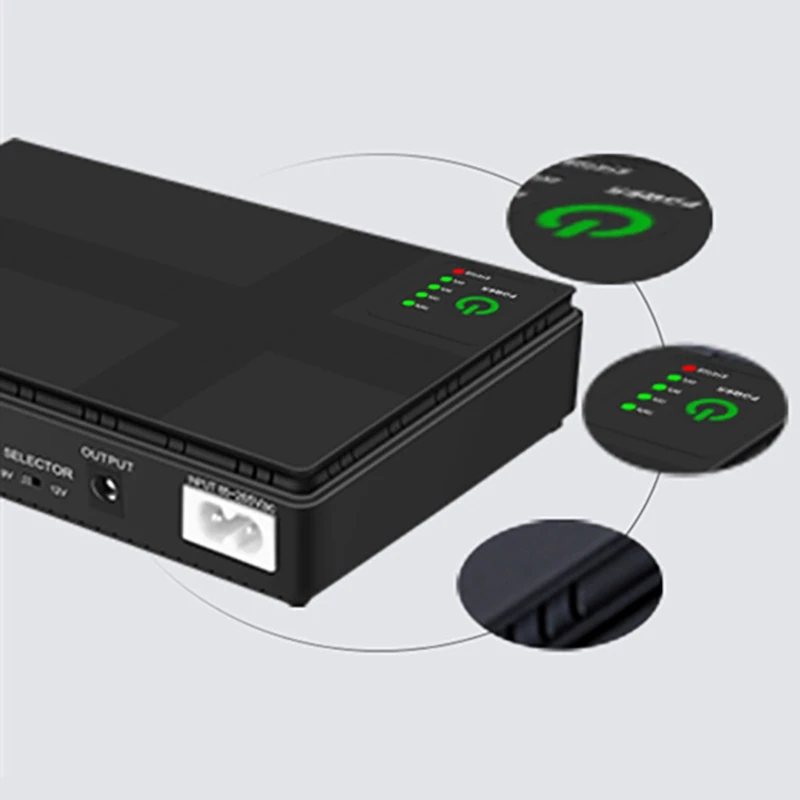 Imagem -03 - Mini Ups Portátil Fonte de Alimentação Ininterrupta Bateria de Casa para Roteador Wi-fi 10400mah 18w 5v 9v 12v 220v