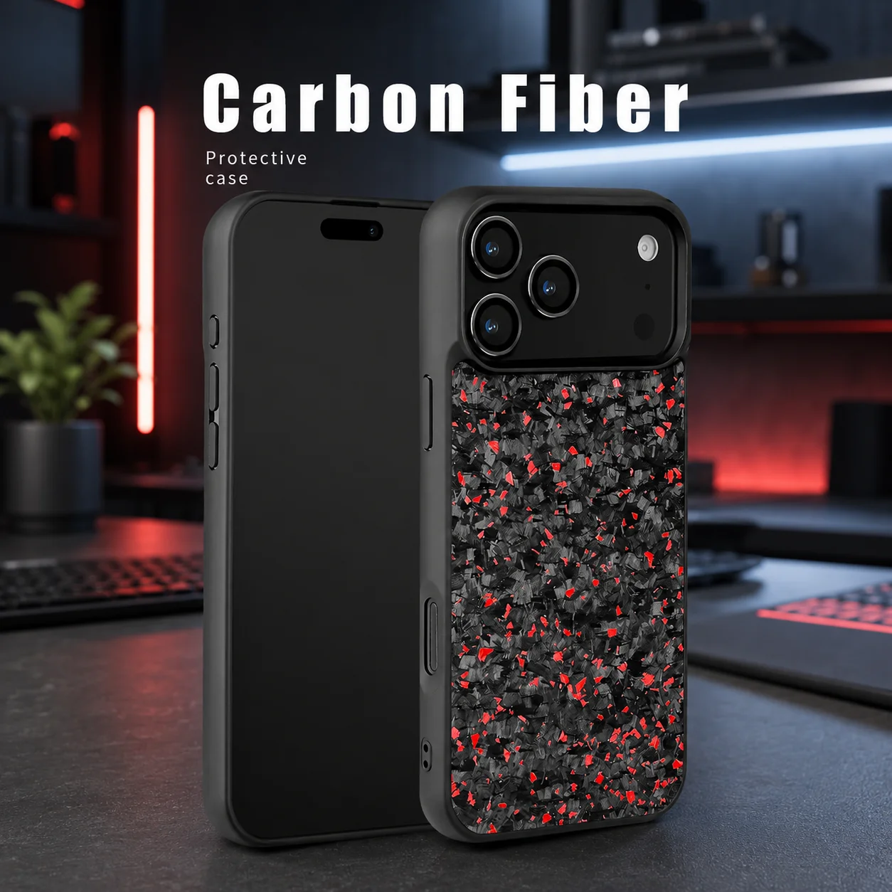 Fashion Forged Carbon Fiber Case for iPhone 12 13 14 15 16 17 18 Pro Max Air Plus Shockproof Anti-Slip MagSafe Protective Cover