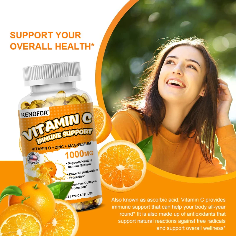 Vitamin C 1000 Mg Supplement - for Antioxidant, Joint, Immune, Skin, Cellular Respiration, and Cardiovascular Health