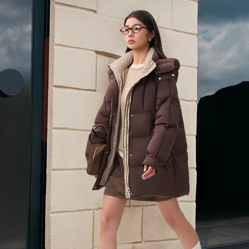 

Chericom женская куртка на утином пуху, зима 2022, пуховики со съемным капюшоном и воротником-стойкой, модные повседневные однотонные женские пальто Y309156Y